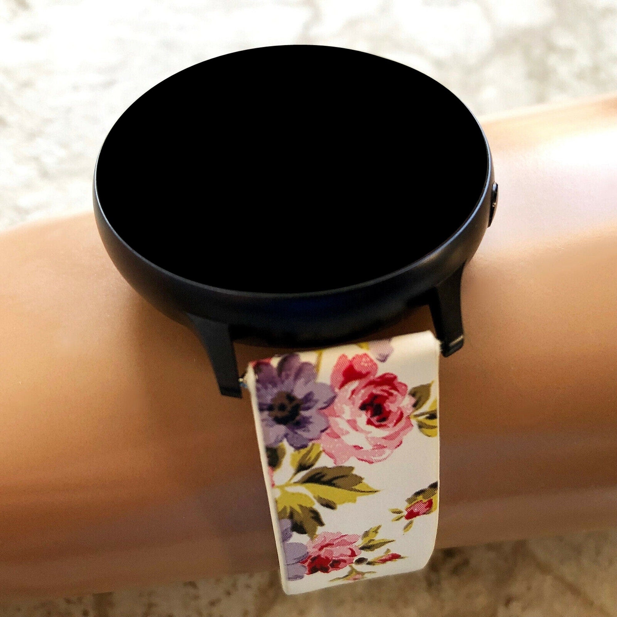 Google Pixel Watch 3 2 1 41mm Band Red Floral Roses FL-3 Leather Bracelet Wristband Strap Flowers Fashion Accessory Tech Jewelry B18A20